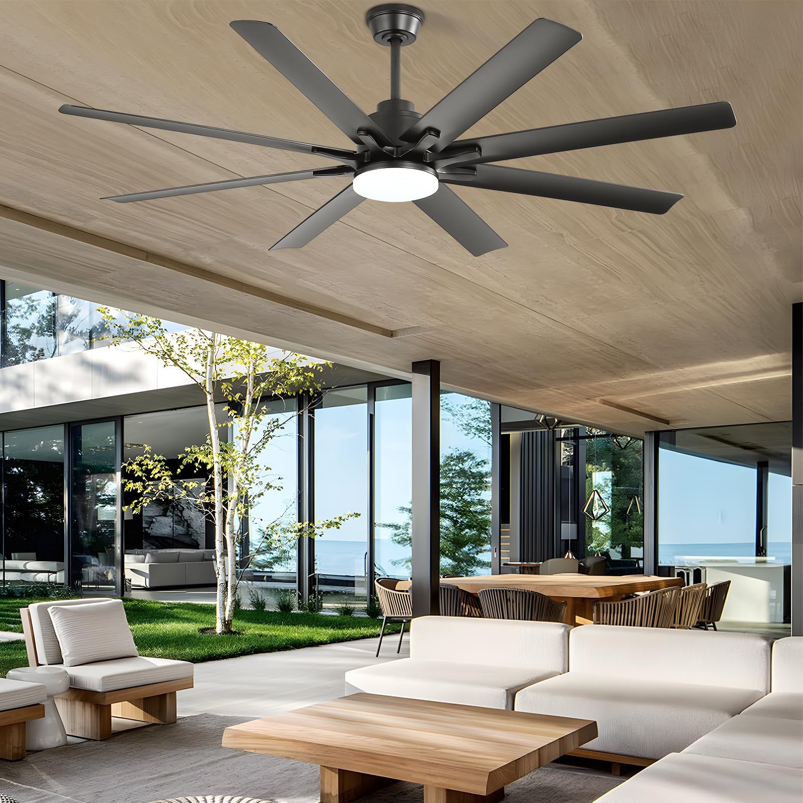 Sofucor 66" Smart Ceiling Fans with Lights,Indoor/Outdoor Ceiling Fan with Light