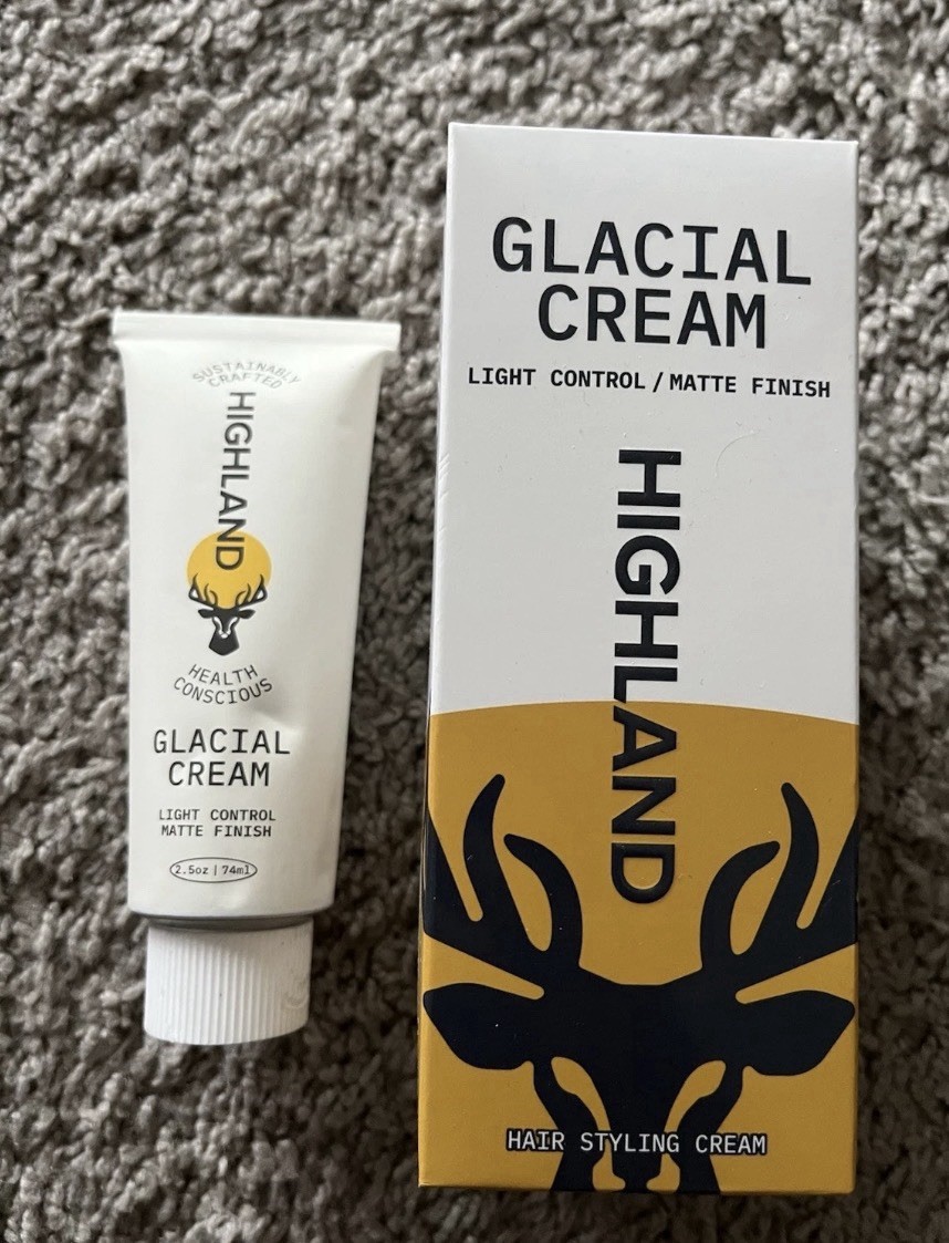 Highland Hair Cream Light Hold Matte Finish 2.5 oz Caffeine Sandalwood Amber