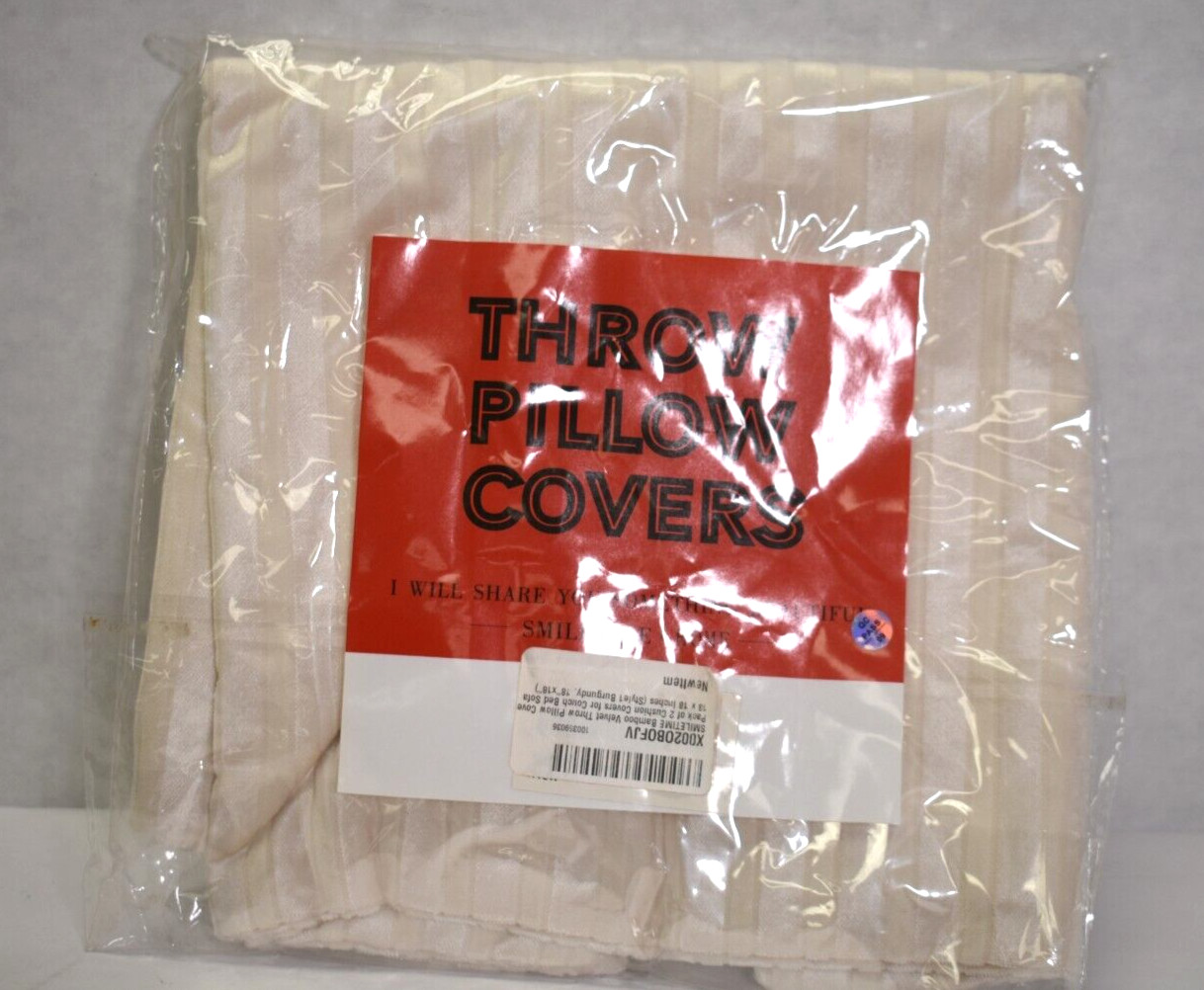 Smiletime Bamboo Velvet Throw Pillowcase 18" x 18" Pack of 2 Off White