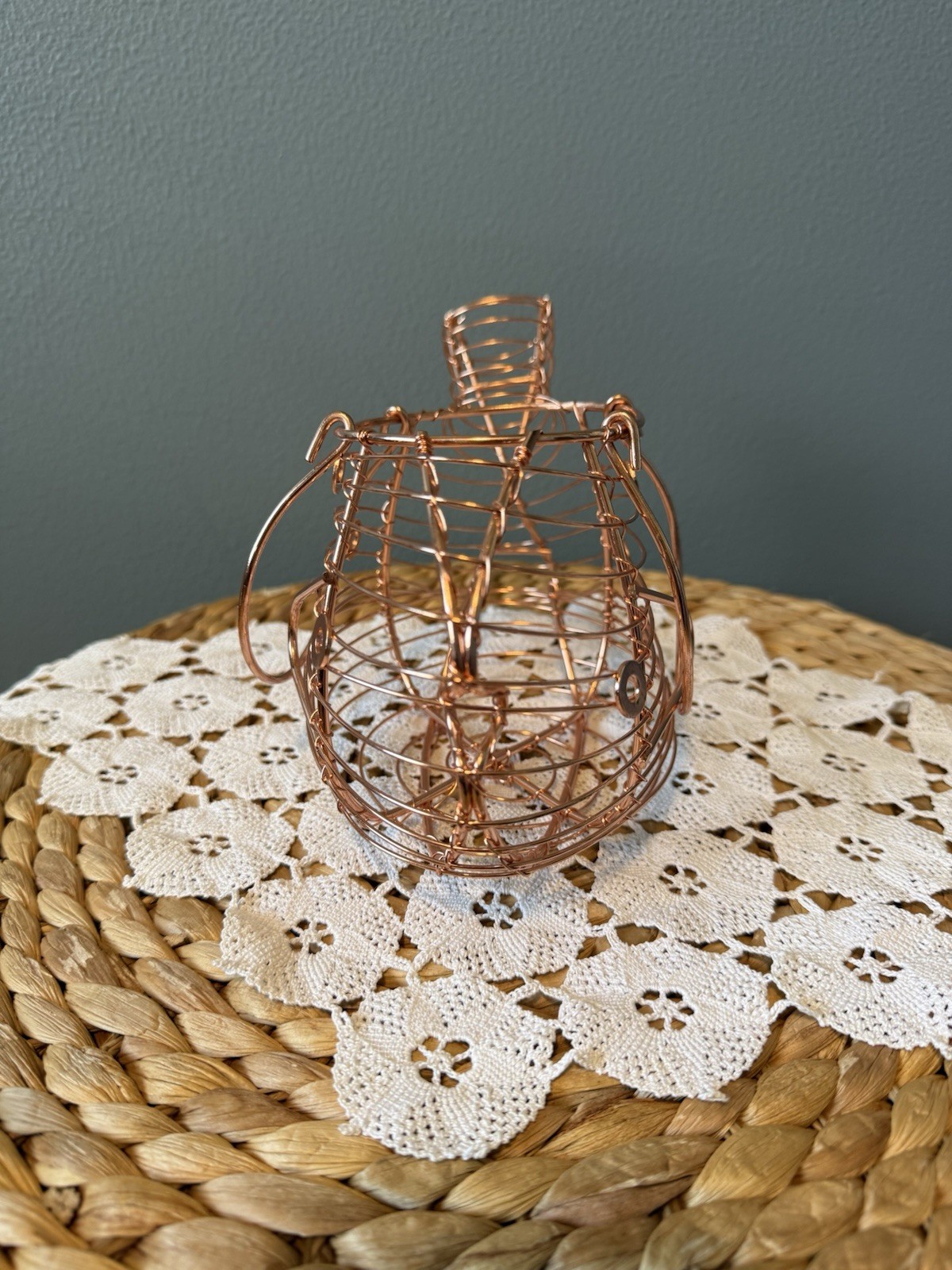 Copper Wire Fish Egg Basket Sculptural Kitchen Decor Modern Wire Fruit Holder