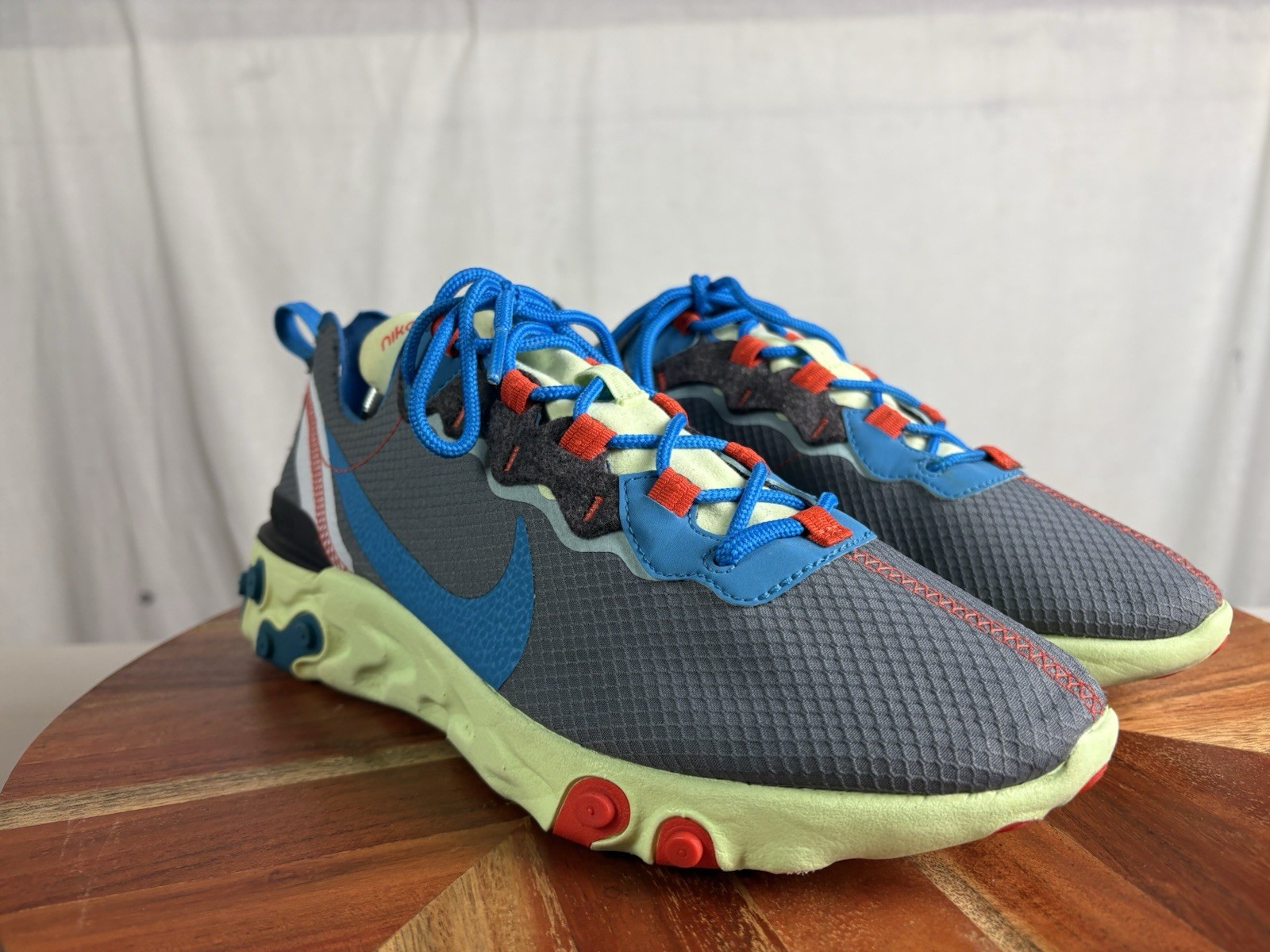 Mens Nike React Element 55 SE Volt/Blue-Dark Grey CT1142-700 Sz 9.5