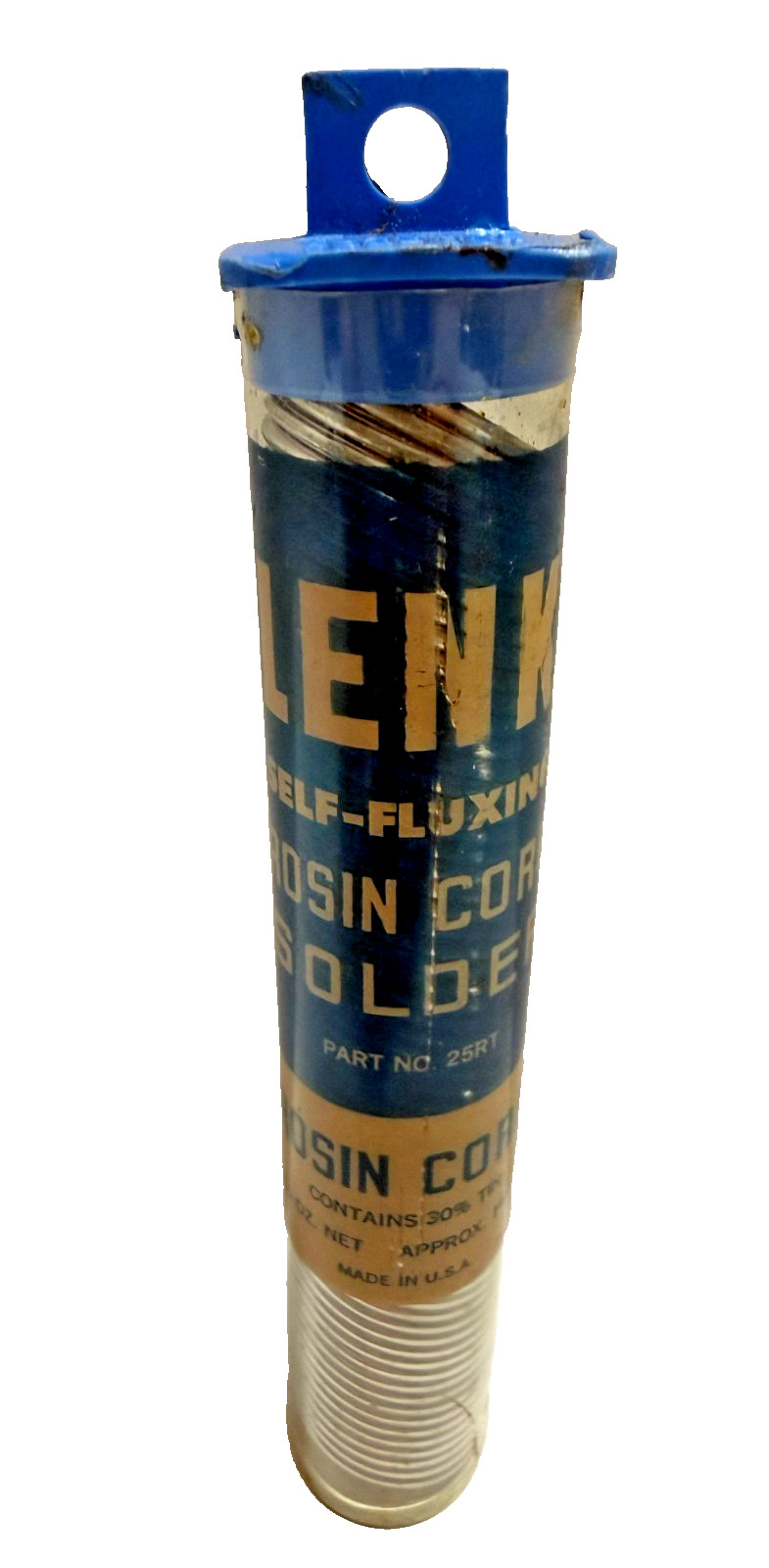 Vintage LENK Self‑Fluxing Rosin Core Solder 2½ oz - 14½ ft 30% Tin Part #25RT