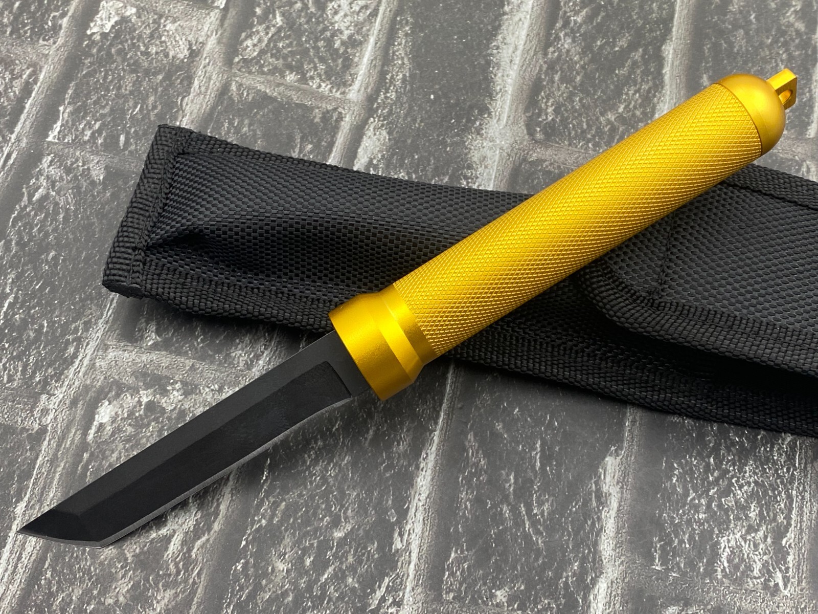 Fixed Knife A01-Gold 5Cr13Mov Blade Aluminium alloy Handle With nylon bag Tool