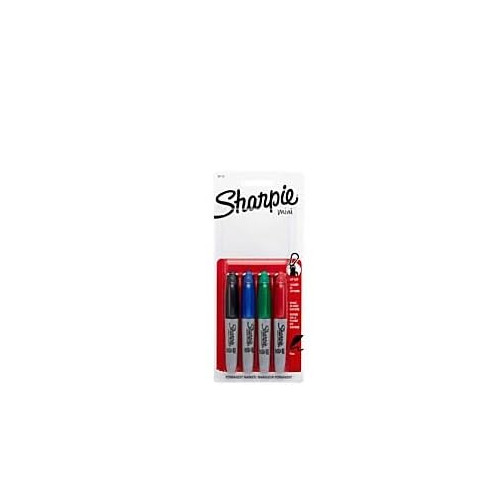 Sharpie Mini Permanent Markers, Fine Point, Assorted Colors, 4 Count