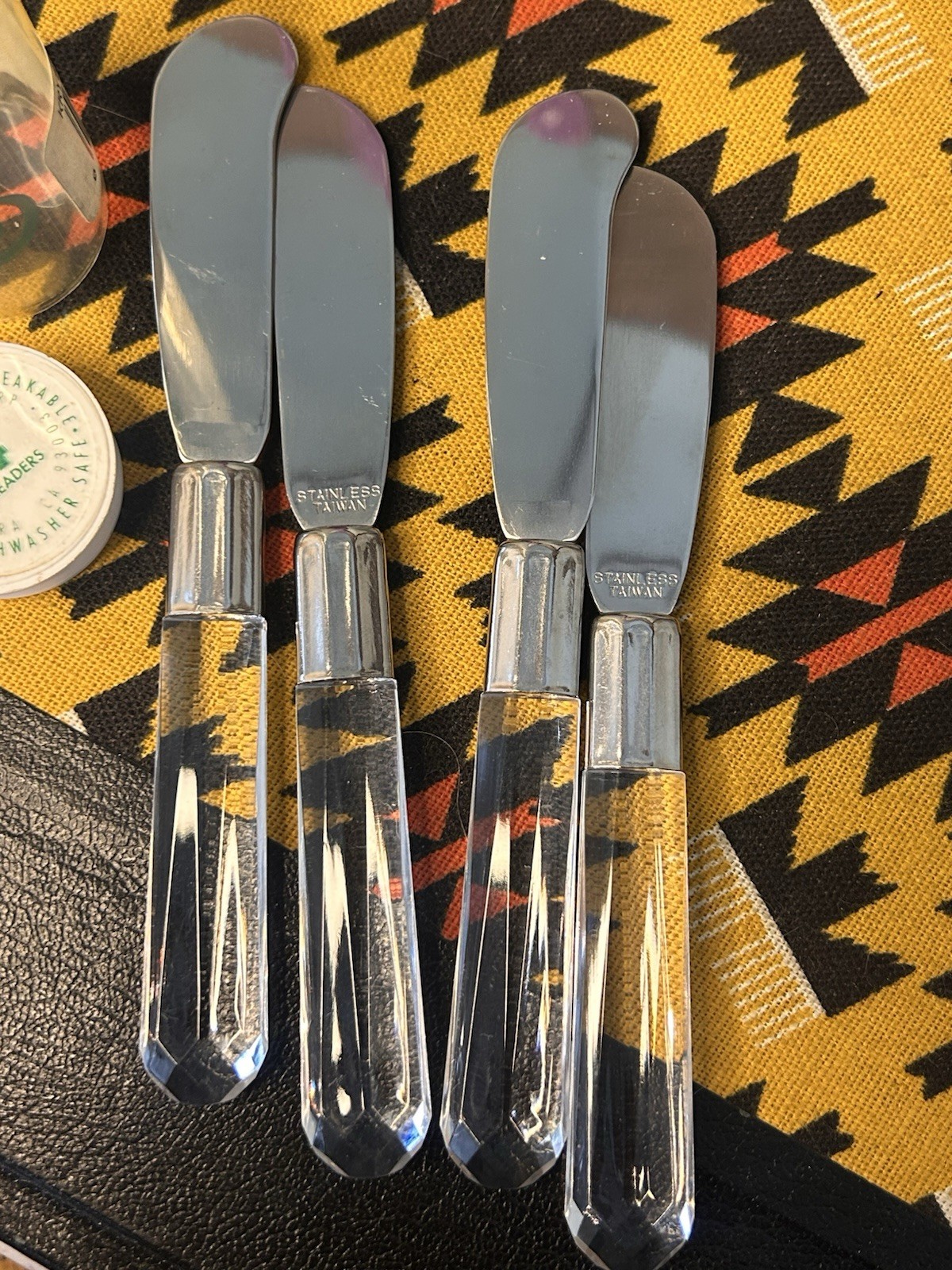 Vintage Anacapa Clear Lucite Handles Stainless Butter Spread Knives Set Of 4