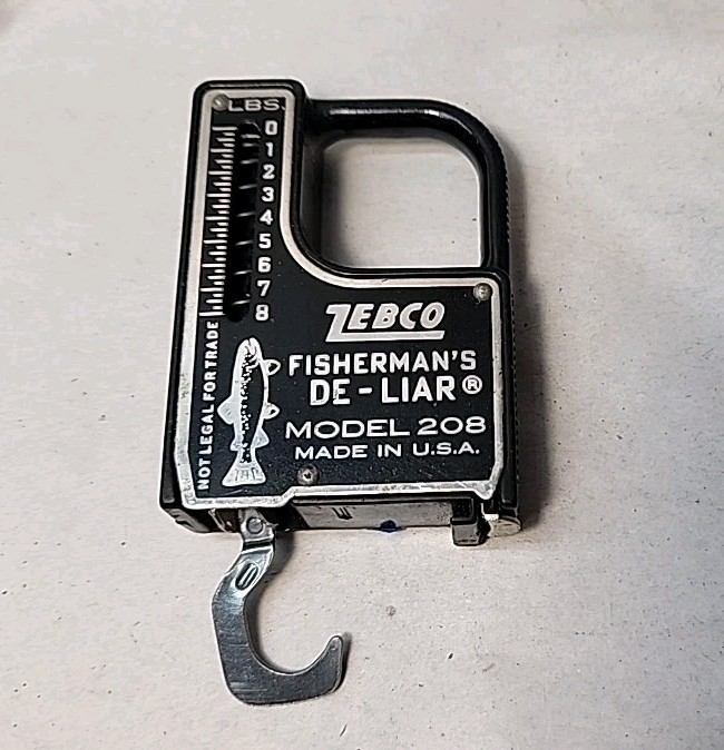 vtg Zebco Fisherman's De-Liar Model 208 Tape Measure Weight Scale USA