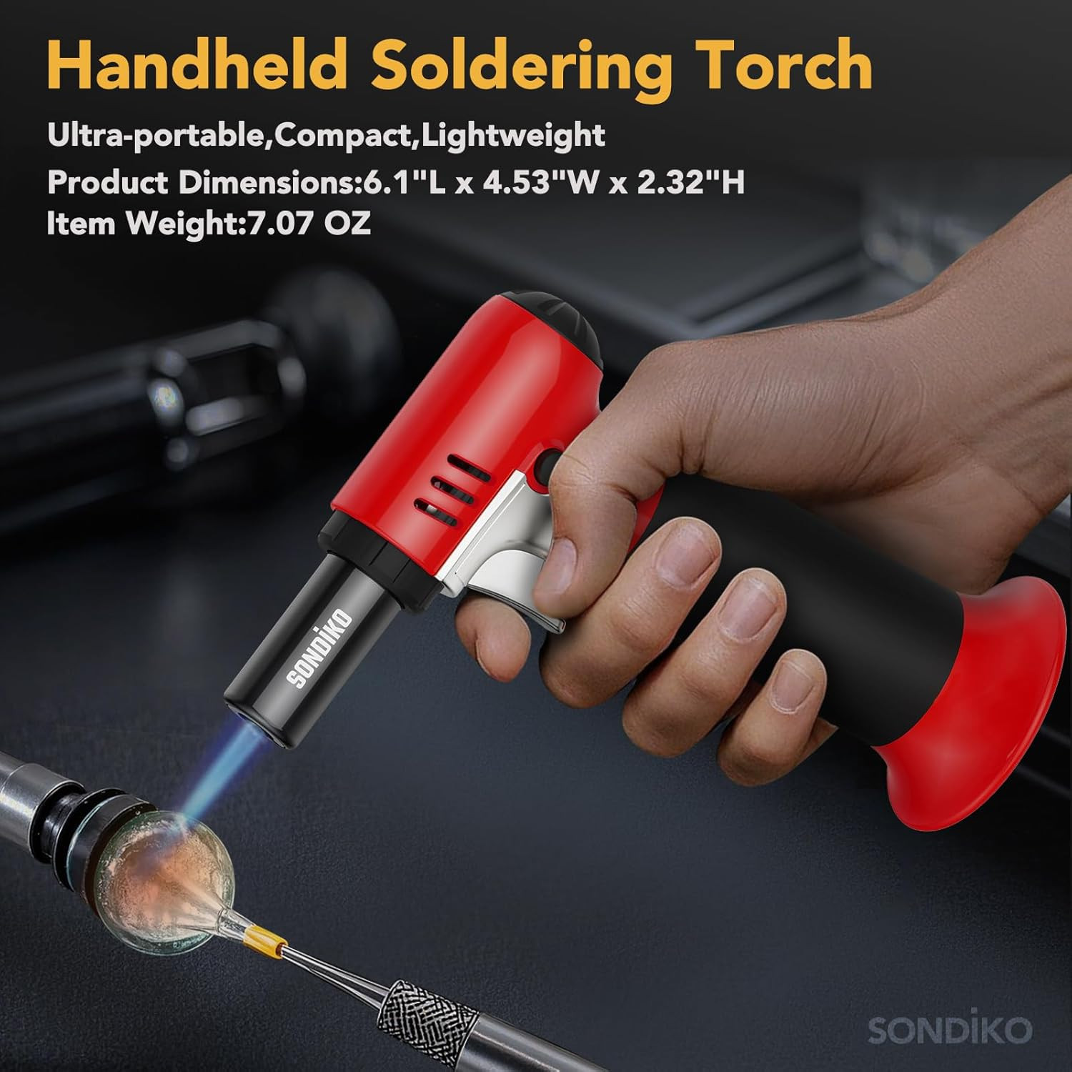 Butane Torch Lighter with Visible Fuel Window, Refillable Soldering Torch with A