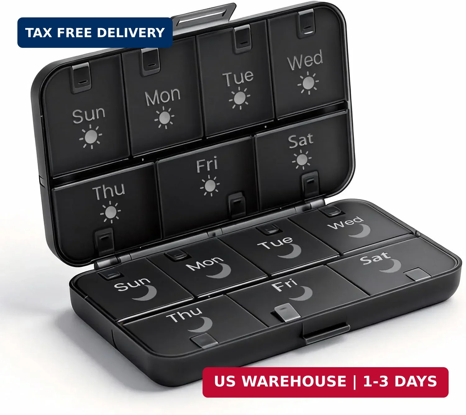 Foldable Weekly Pill Organizer 2 Times A Day, [2026 Version] Large 7 Day Medicin