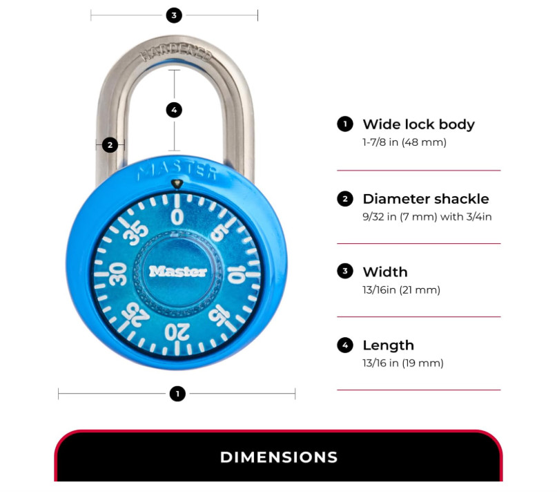 Master Lock Locker Lock, Combination Lock for Gym and School Locker, Blue 1530