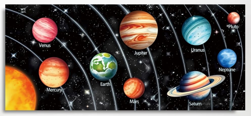 Unframed Solar System Space Canvas Art Posters-(16x36 inch)-Space and Planets Ca