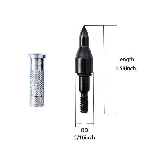 Aluminum Inserts .244/6.20mm+Bullet Field Points 5/16 Archery Practice Tips,12pc