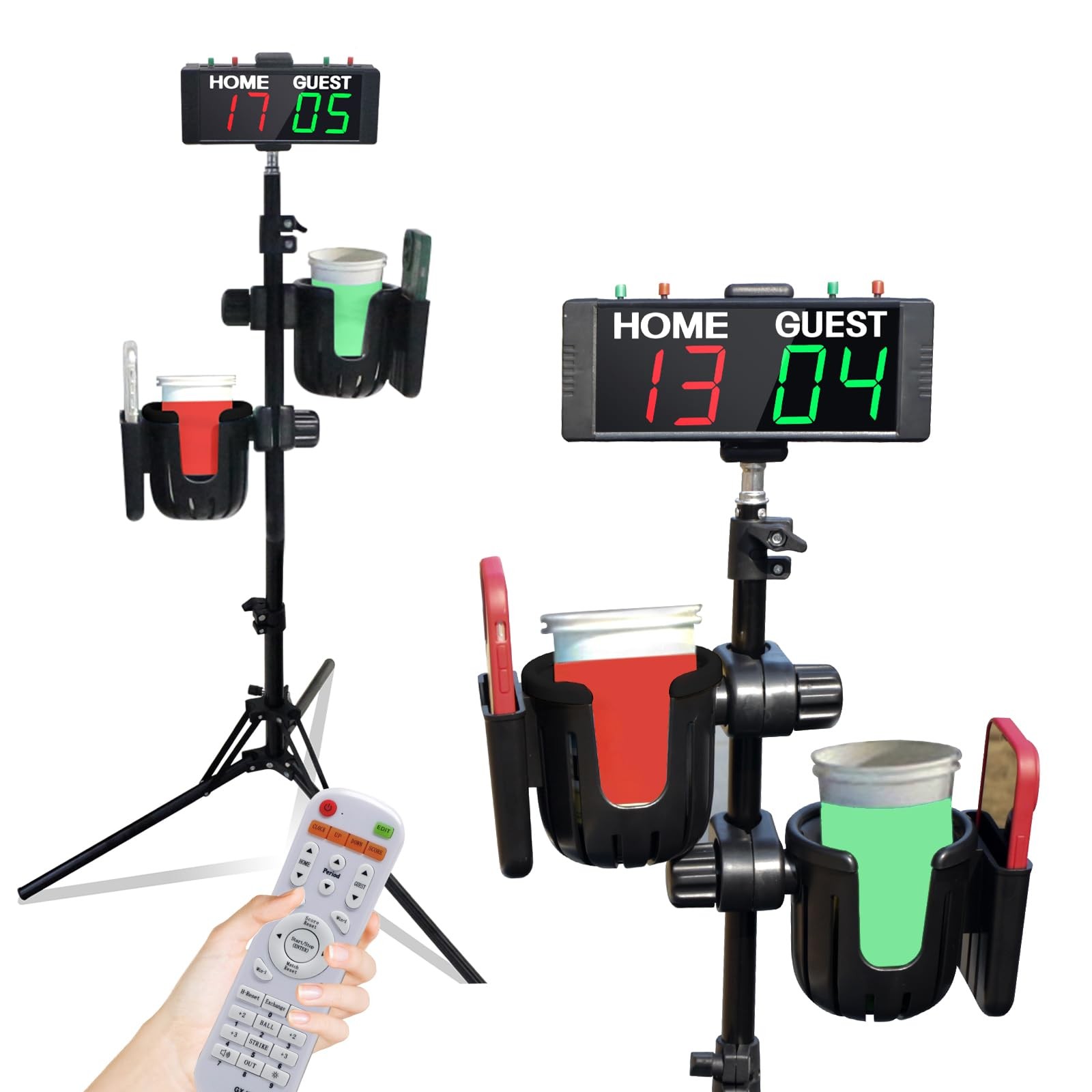 YZ Digital Cornhole Scoreboard with Drink Holder Set, Electronic Scoreboard with