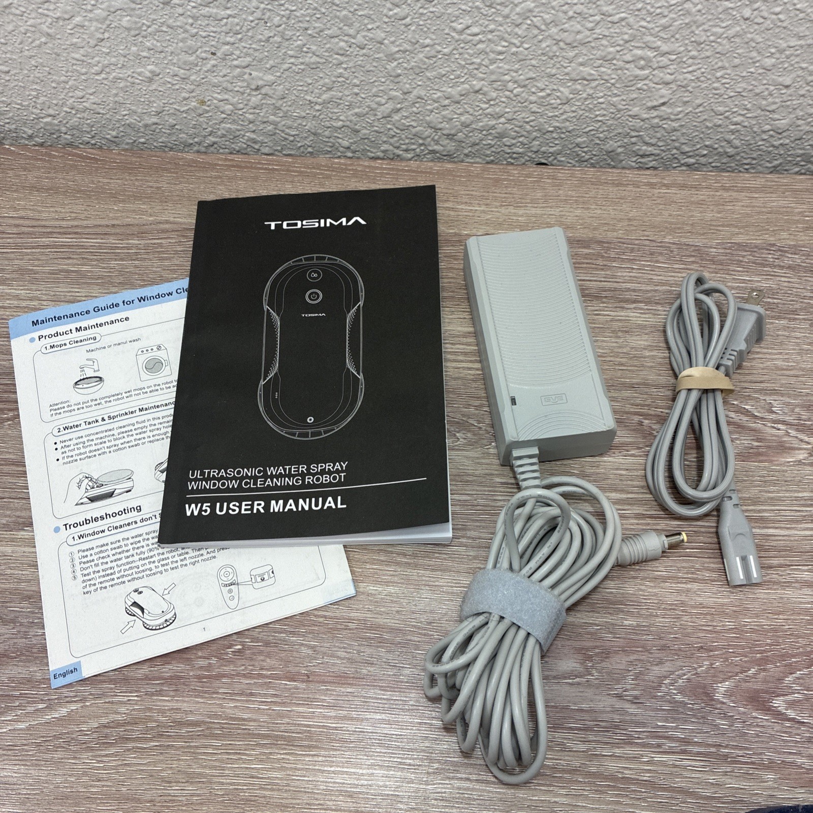 Tosima W5 Window Cleaning Robot - Power Supply Cord And Owners Manual