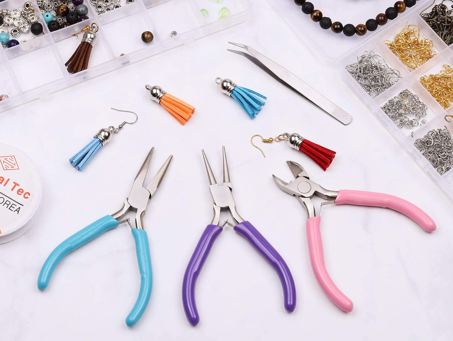 Jewelry Making Pliers Set: Needle, Chain, Round Nose & Wire Cutter Tools