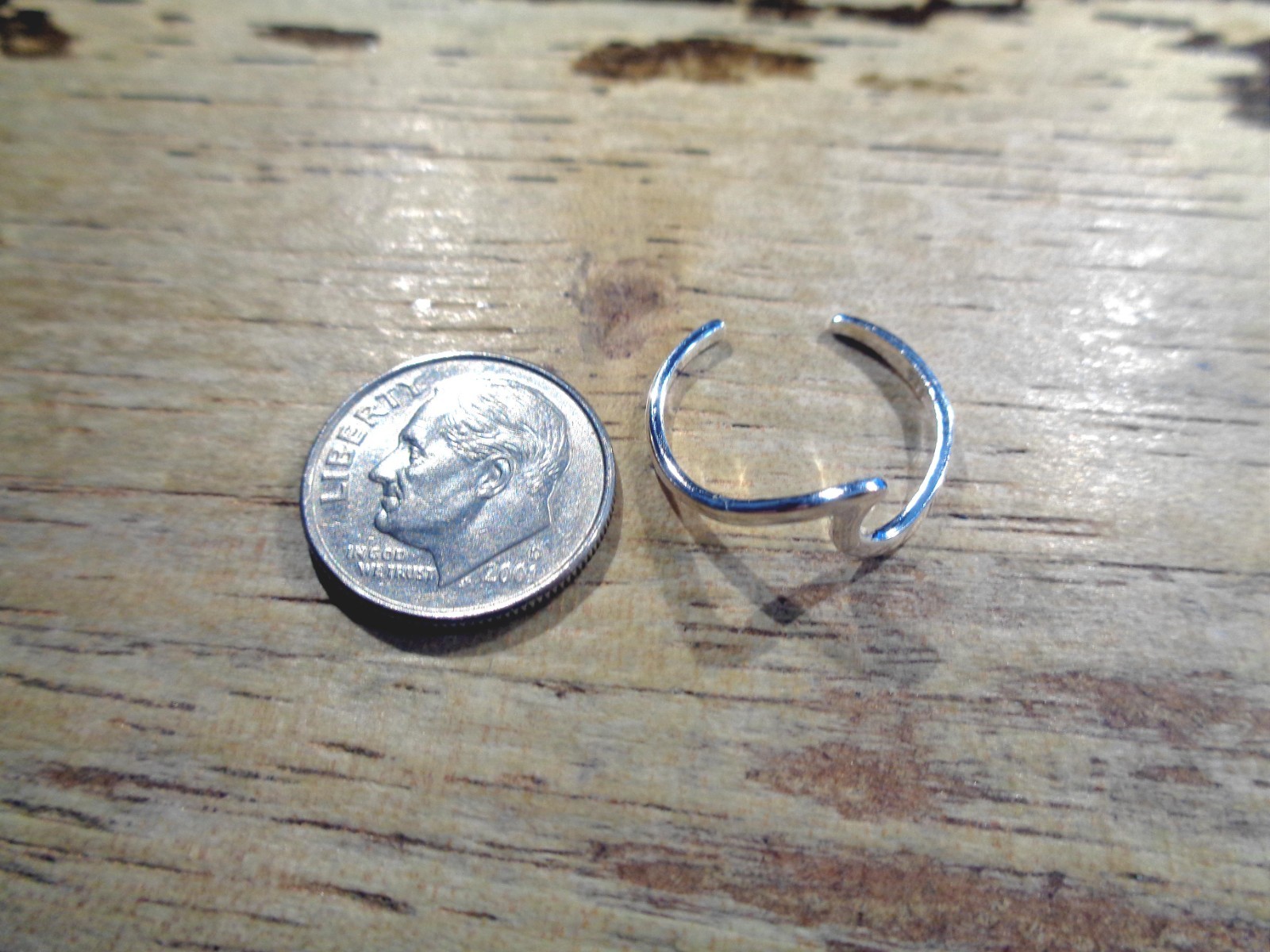 SOLID 925 STERLING SILVER SMOOTH HAWAIIAN CRESTING BREAKING OCEAN WAVE TOE RING