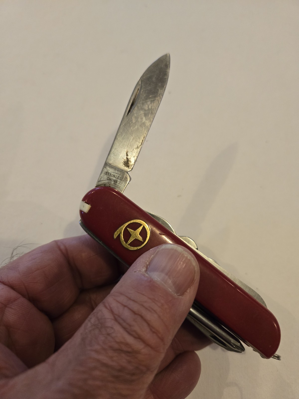Vintage Red Star-In-Q "Swiss Army Knife" 11 Function Multitool Pocket Knife