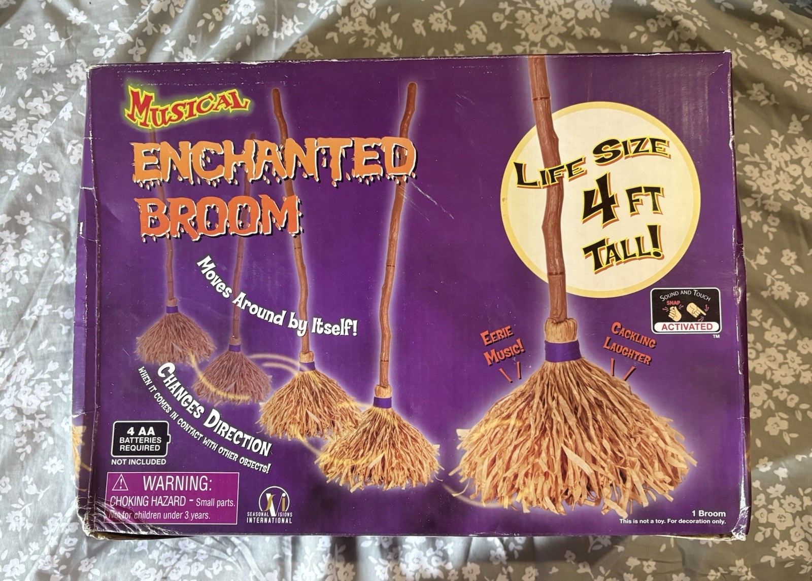 Musical Enchanted Witches Broom 4’ Animated Halloween Never Used