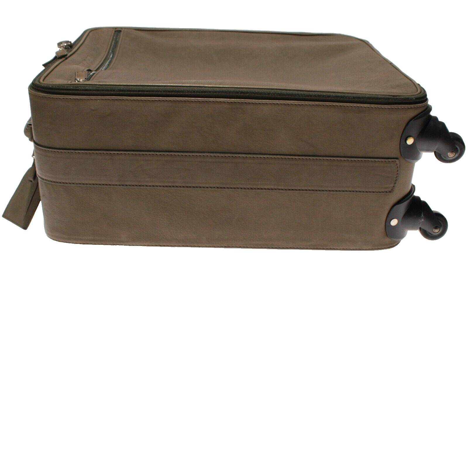 Luciano Barbera NWOT Leather Roller Suitcase in Solid Olive Green