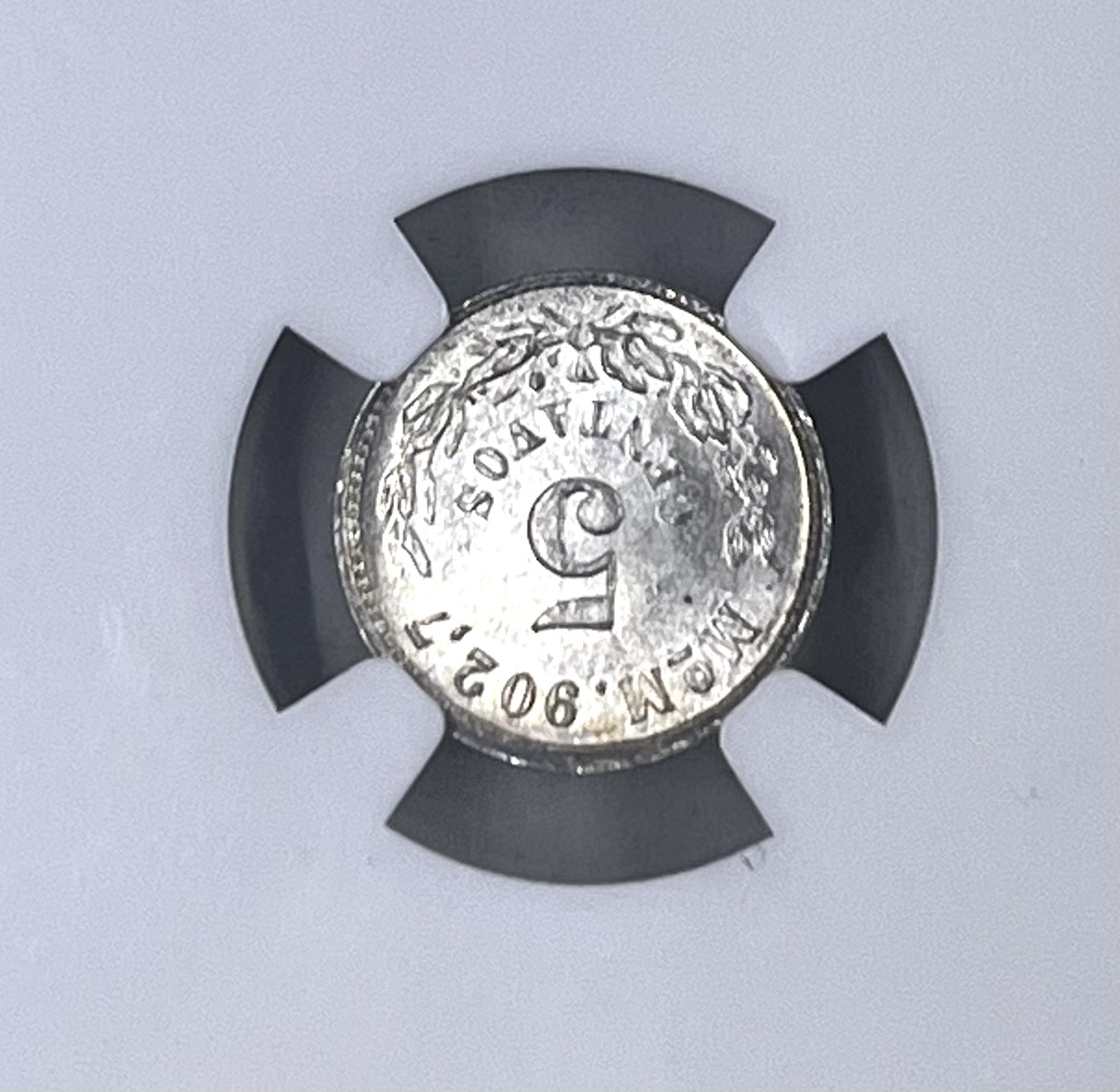 1903 MO M Mexico 5C NGC MS 64 Crescent Toned
