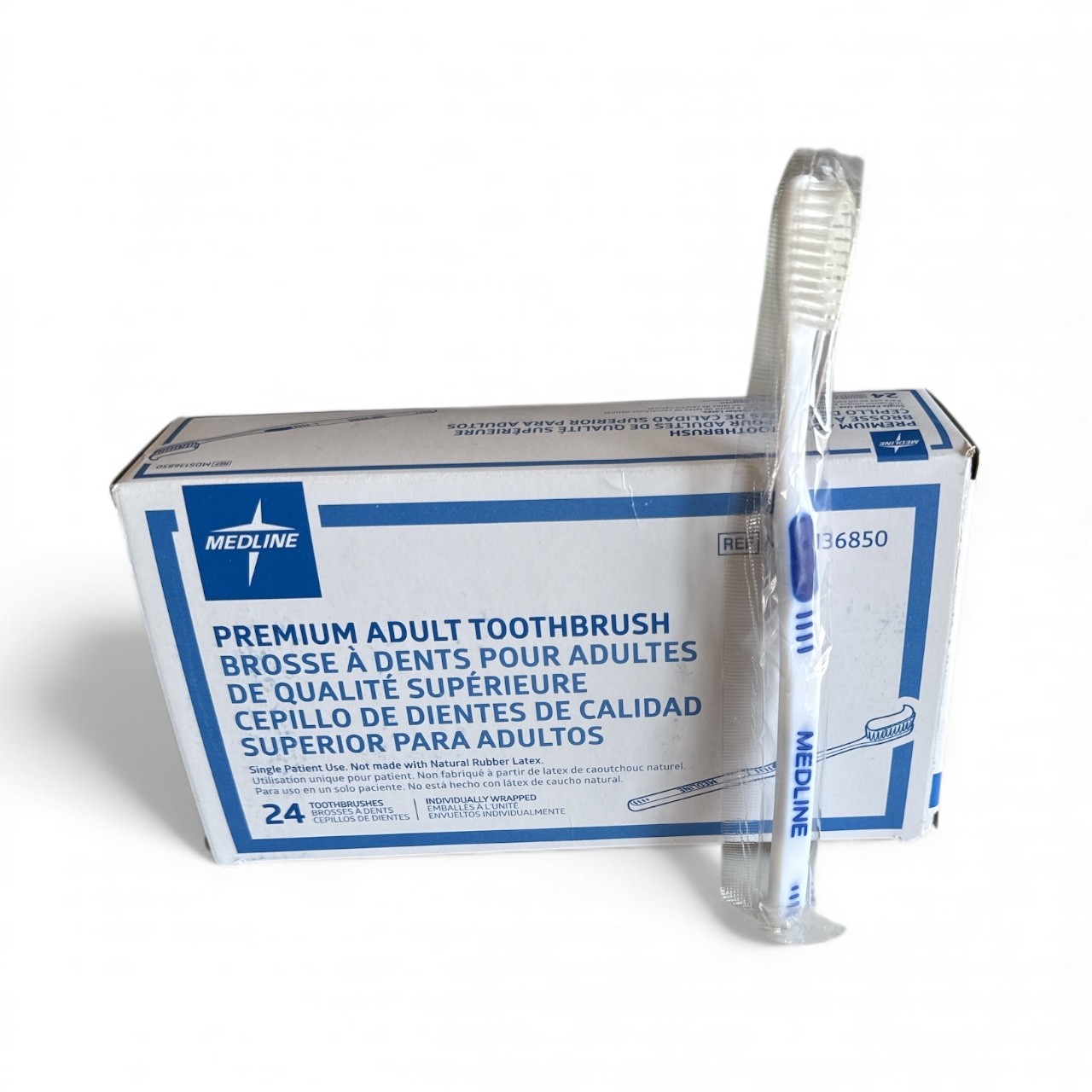 Super Soft Premium White Adult Toothbrush MDS136850 - 24 Individually Wrapped