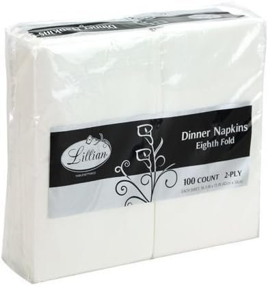 Premium White Napkins, 1/8 Fold Dinner Napkin, Disposable 2-Ply White Party...