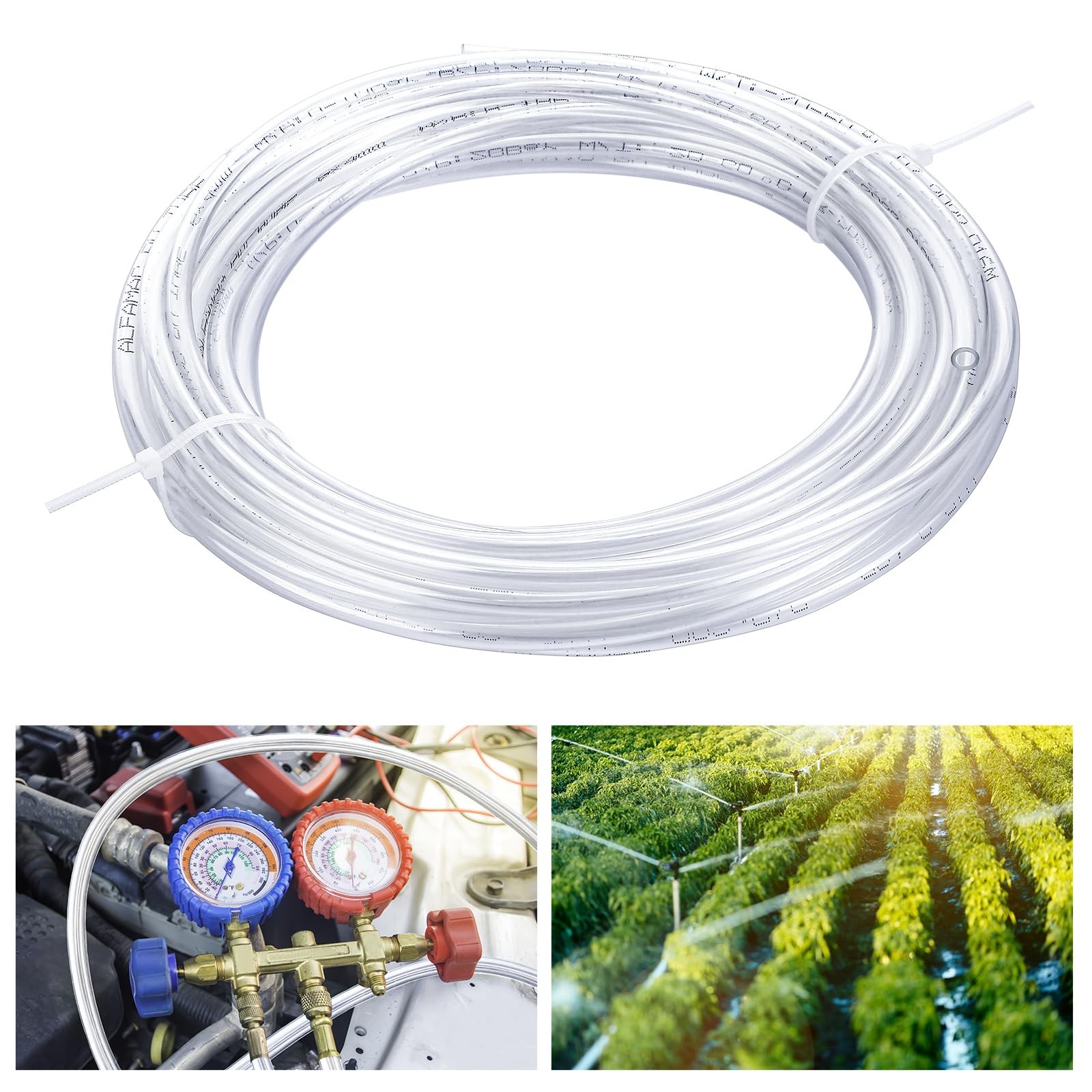 1/4 Inch OD 50 ft Aquarium Tubing Air Line Clear PU Air Compressor Clear Tube...