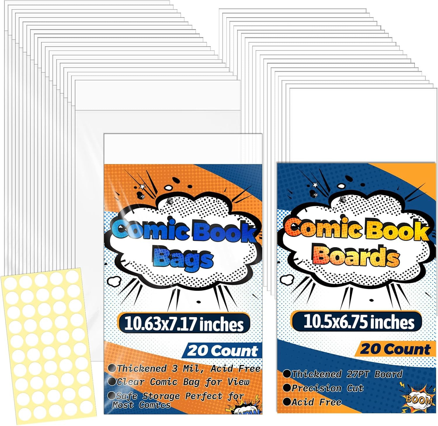 20-Pack Current Comic Book Bags and Boards Set Archival Safe Clear Sleeves