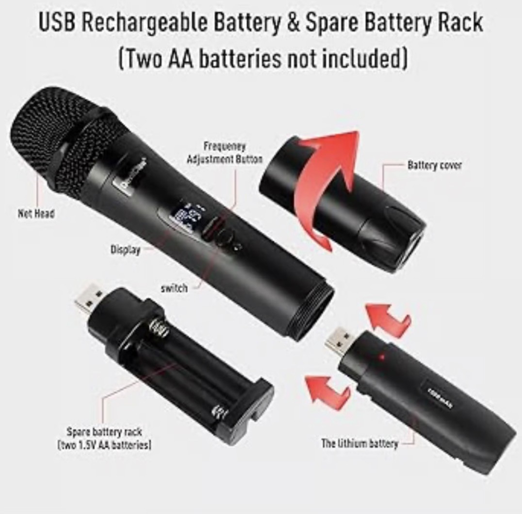 Devil Claw J-8000 Wireless Microphone System, 2 Dual Wireless Mics 262ft Range