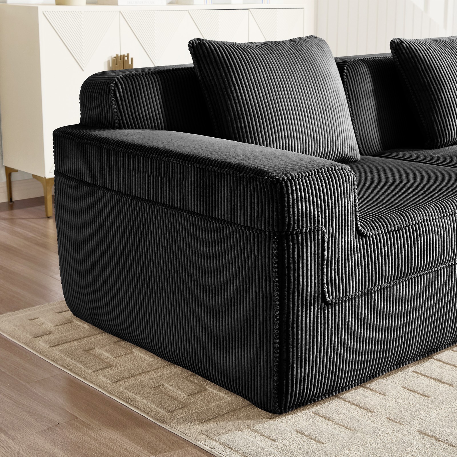 Modular 4 Seat U Shape Sectional Boneless Sofa, Cloud Sectional Couch with Deep