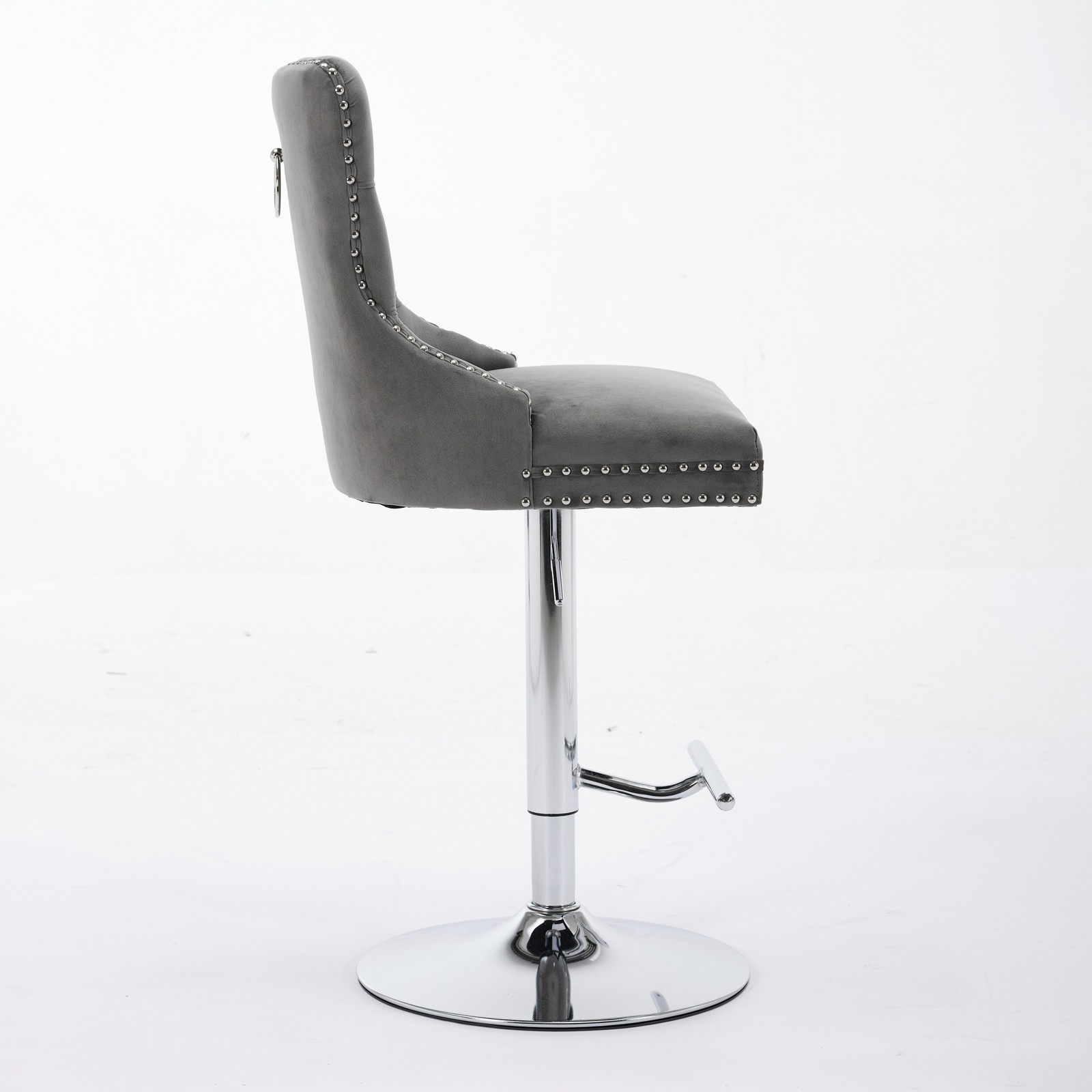 Thick Chrome Swivel Velvet Barstools,Adjustable 25-33"Height,Modern Upholstere