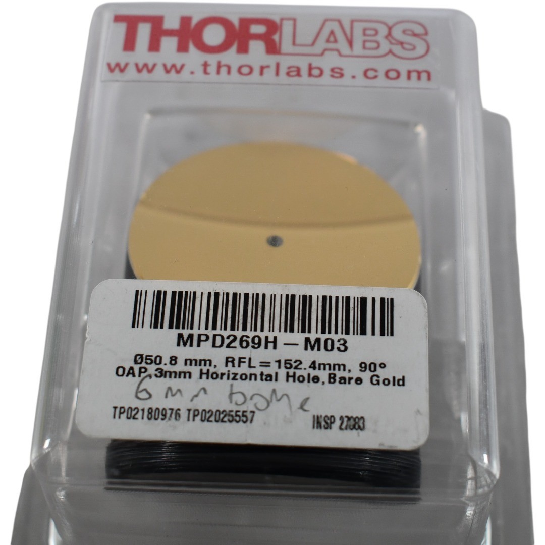 NEW Thorlabs MPD269H-M03 90 Deg Off Axis Parabolic Mirror Bare Gold 3mm Hole RFL