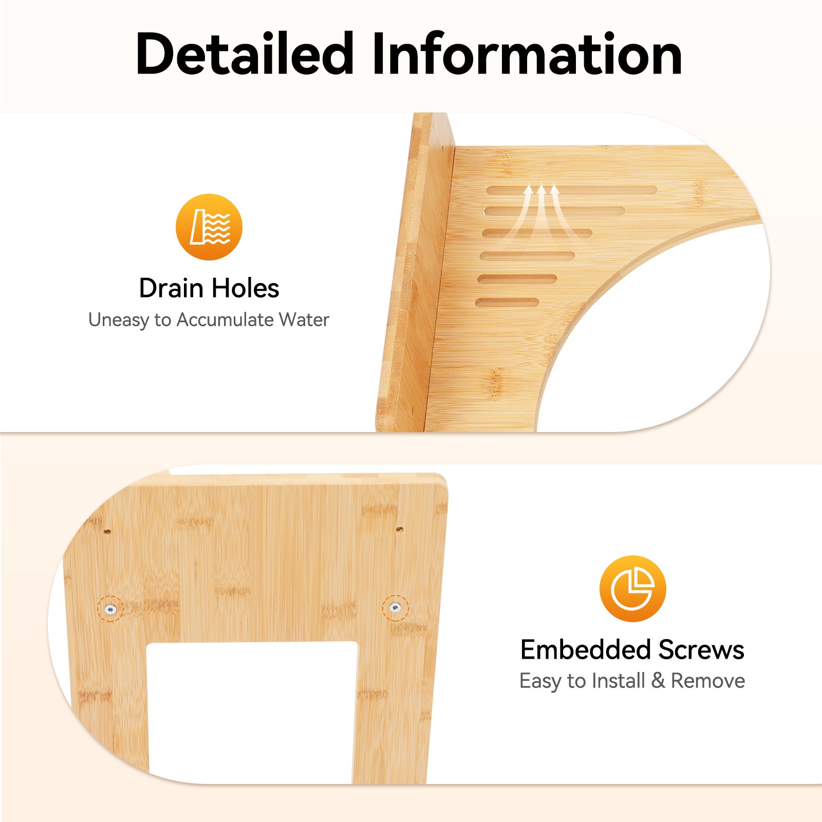 Adjustable Bamboo Toilet Stool Freestanding Rectangular Poop Stool 80kg Load