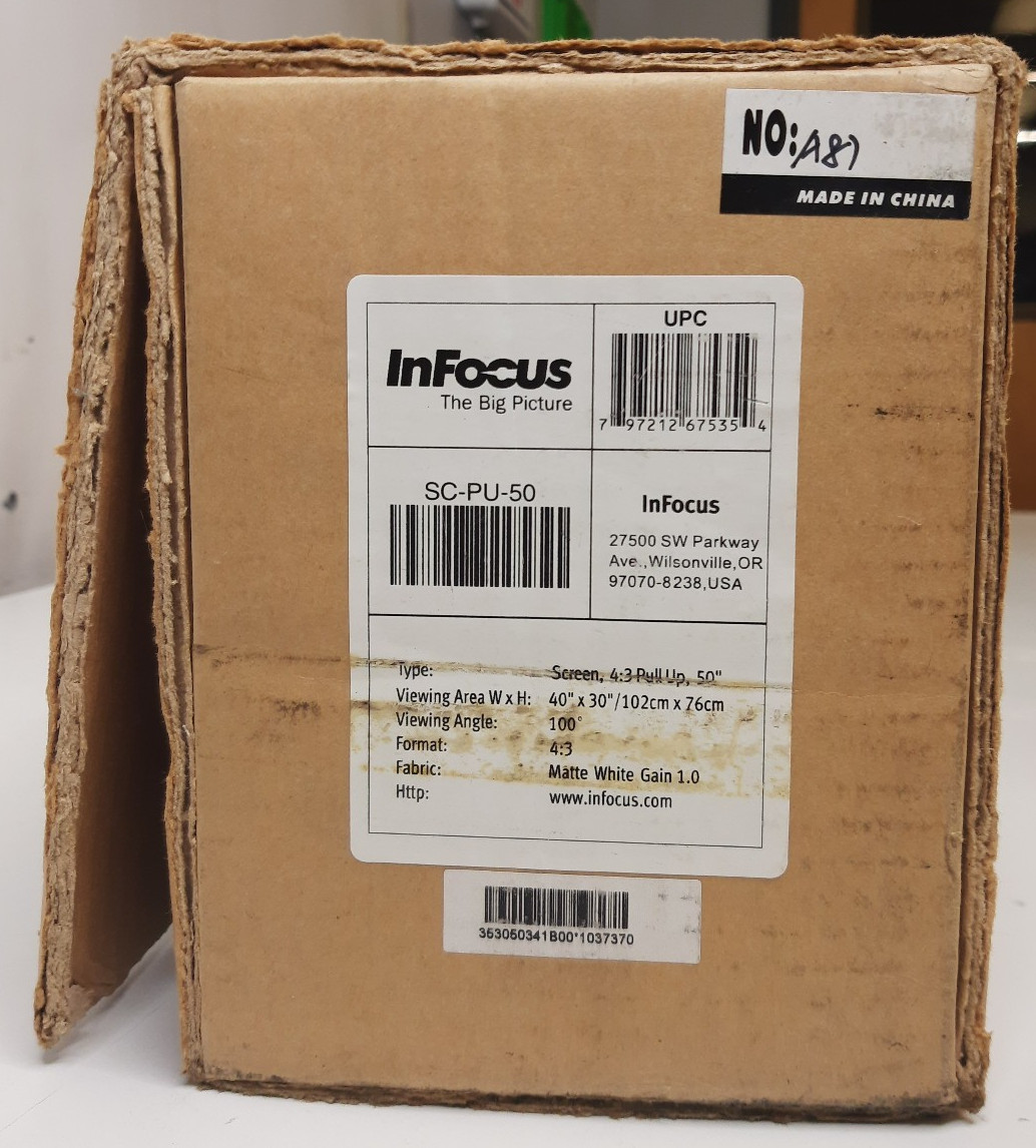 50" InFocus SC-PU-50 Projector Screen New Open Box