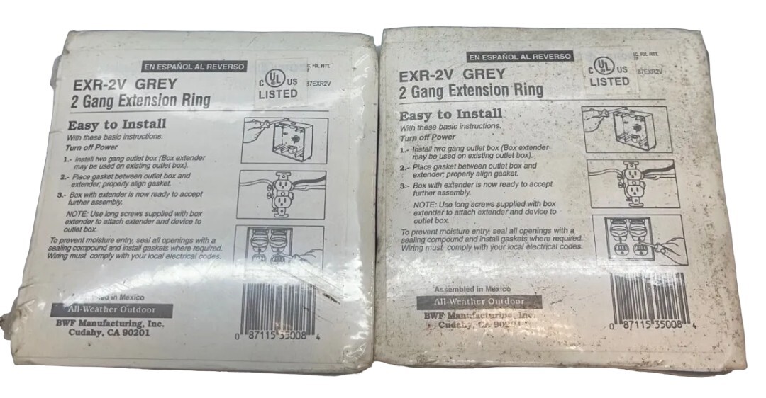 NEW BWF Manufacturing Inc EXR-2V Grey 2-Gang Extension Ring (LOT OF 2) **SALE**