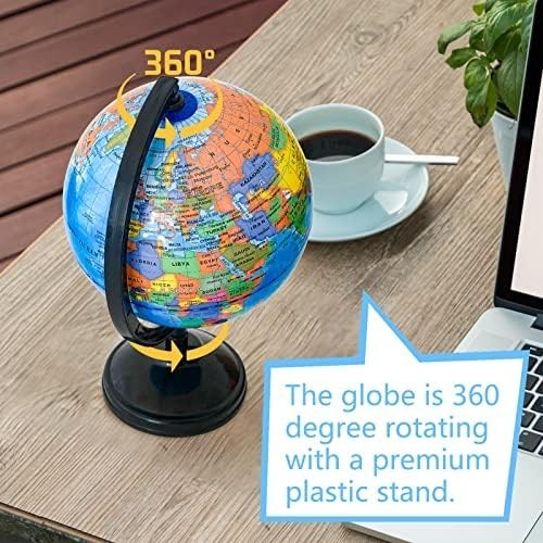 WORLD GLOBE EARTH Map Rotating Geography Ocean Classroom Learning Desktop 6