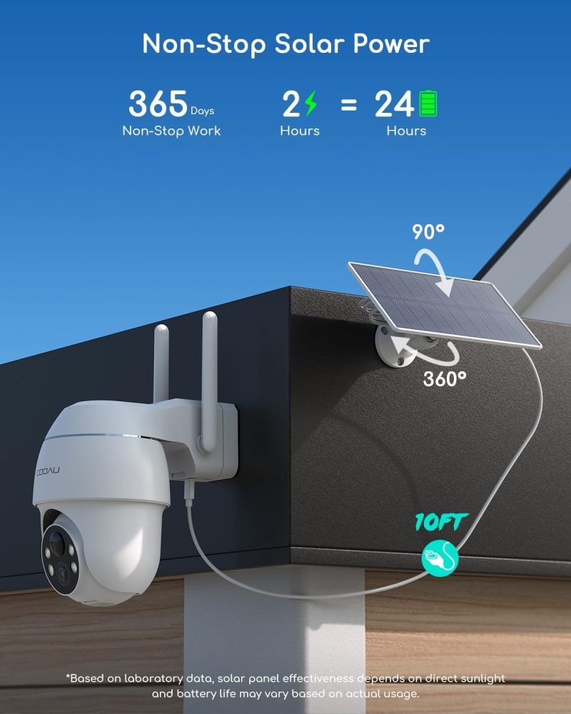 COOAU Wireless Outdoor Security Camera System 2 Solar Cameras with 4MP & 360°