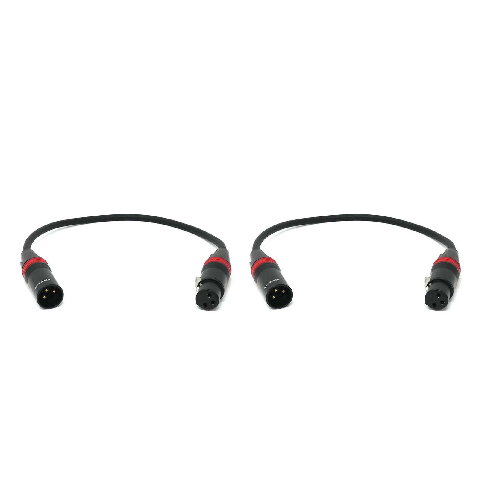 Rannsgeer 2 Pack 1 ft XLR Microphone Cable Male to Female 3-Pin