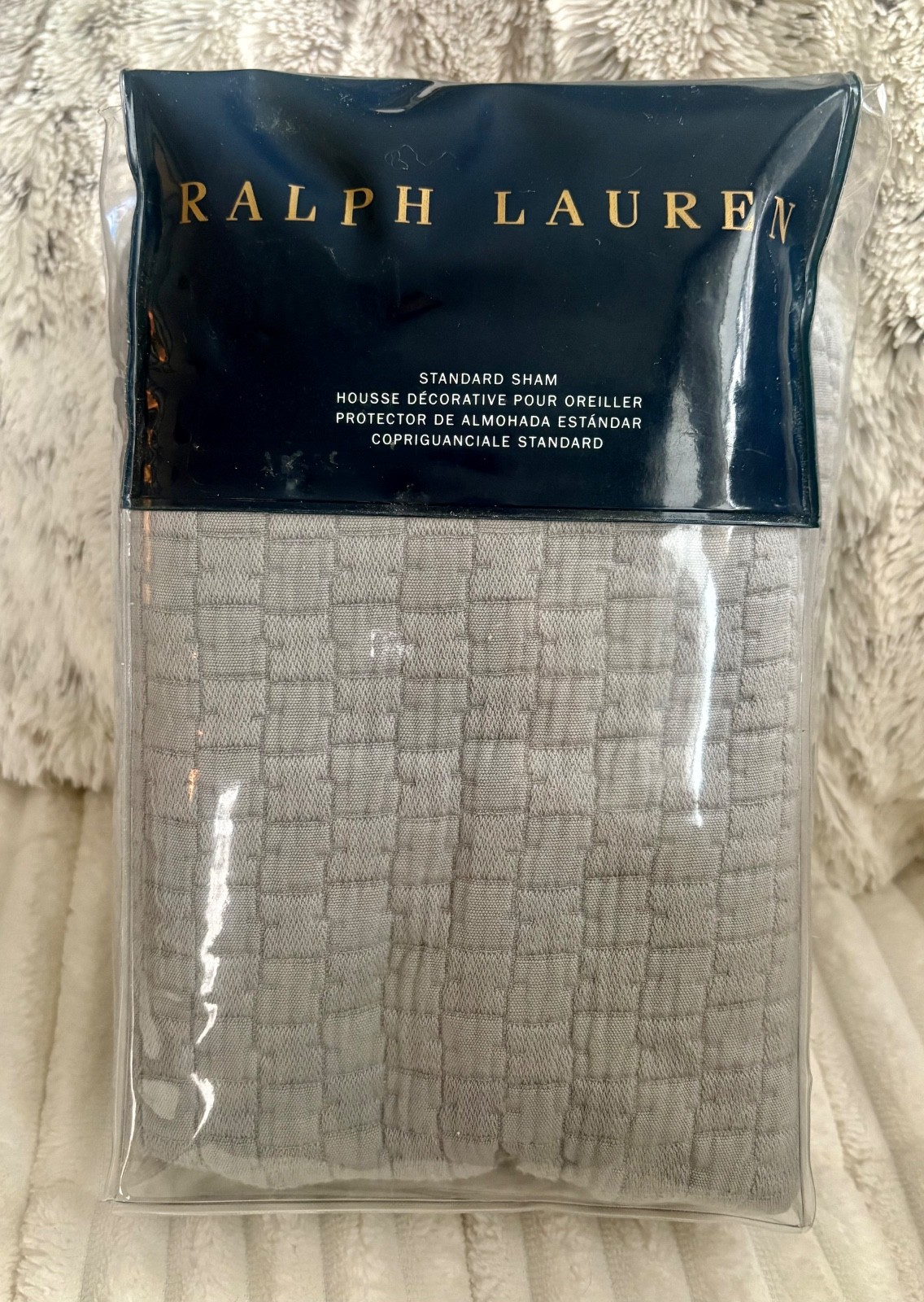 RALPH LAUREN ELYSSA STANDARD SHAM(1) ~ PALE PEWTER-GRAY