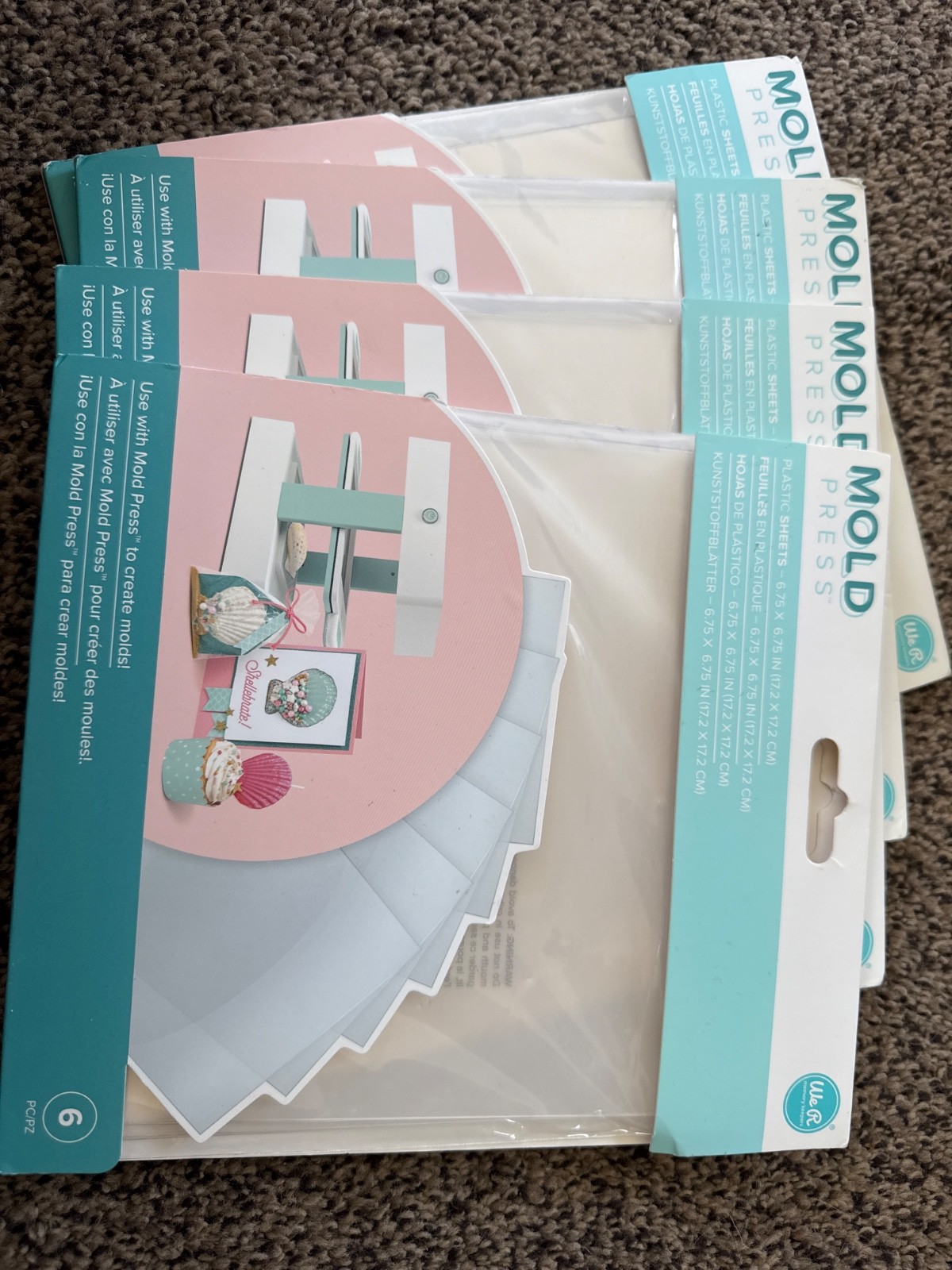 We R Memory Keepers Mold Press Plastic Sheets 6/Pkg Clear 661357- Lot of 4 pkgs.