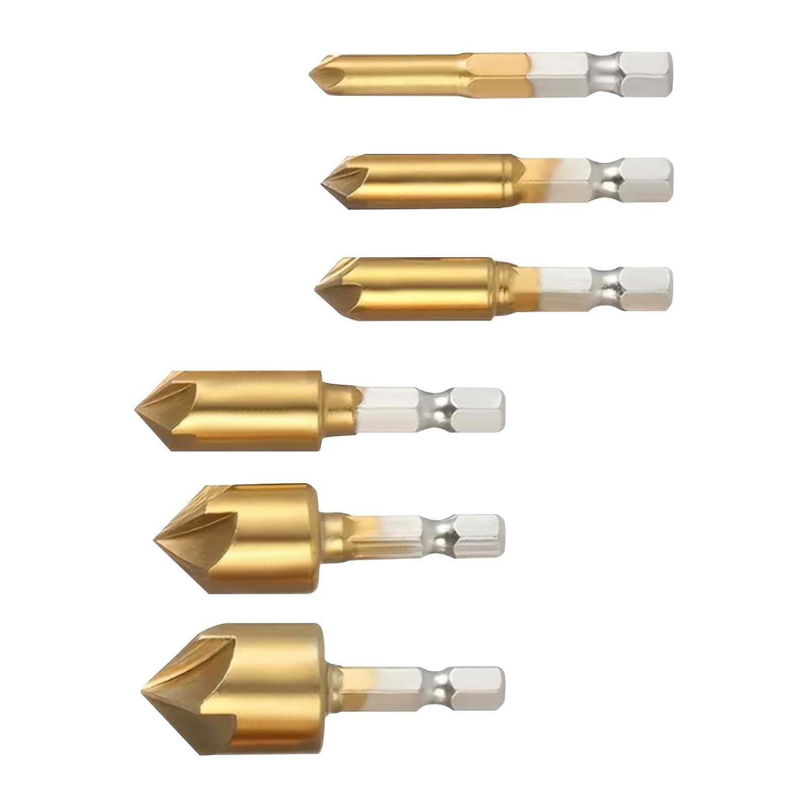 6pc Countersink Drill Bit Set - Five-Flute Countersink Bits for Wood,Soft Metal