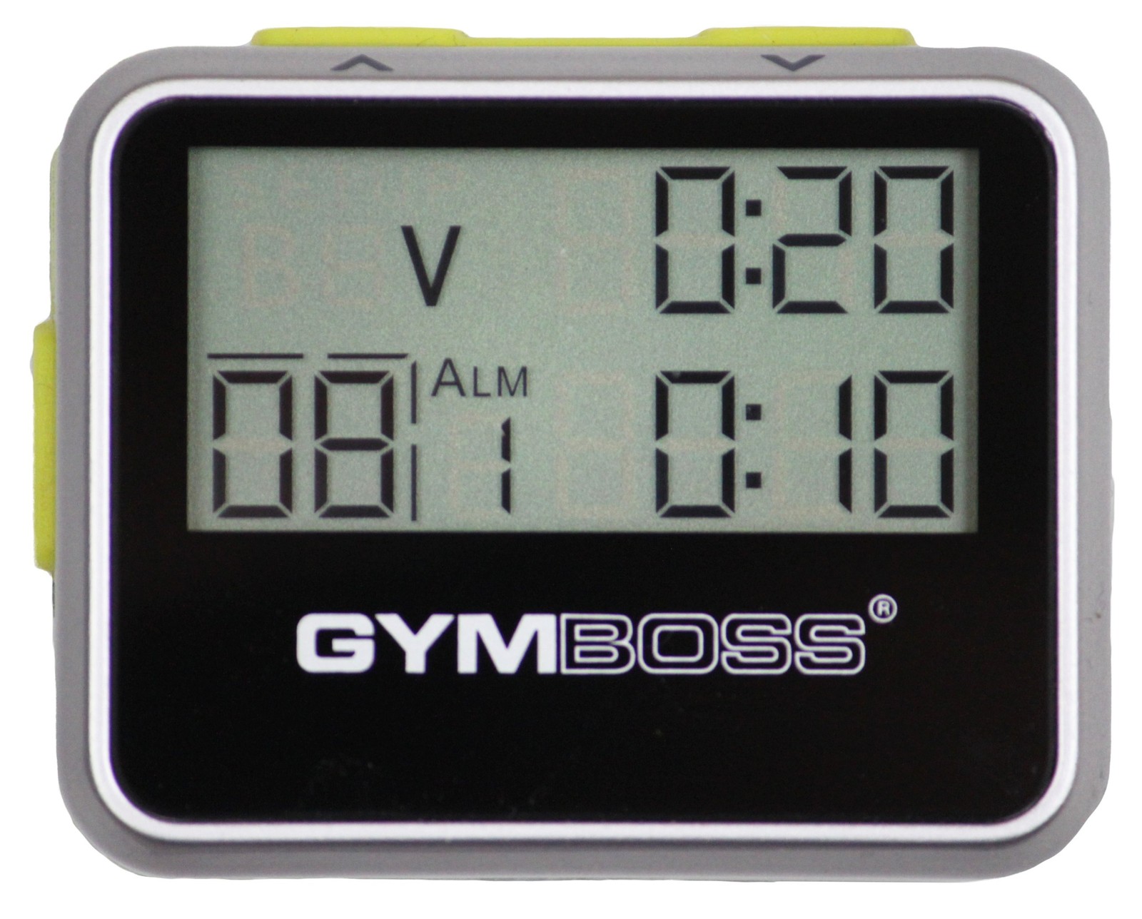 Gymboss Interval Timer Stopwatch Silver Yellow Metallic This title uses 55