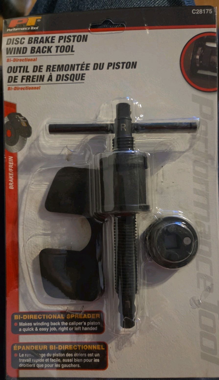 Performance Tool Disk Brake Piston Wind Back Tool C28175