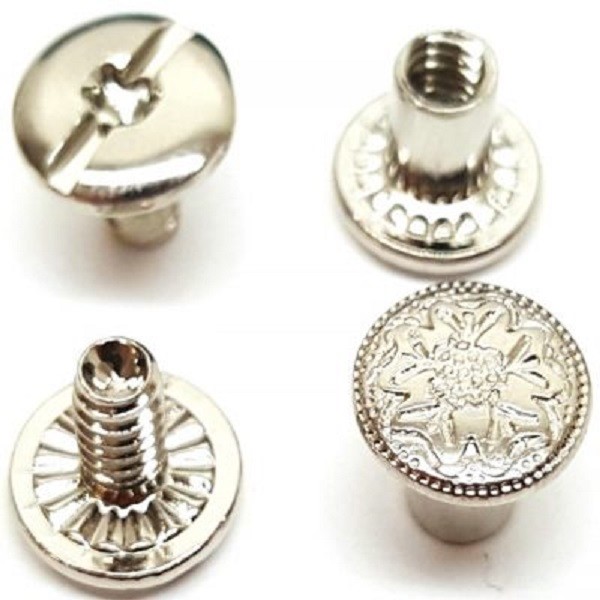 Nickle over Brass Floral Engraved Chicago Screws 1/4" & 3/8"