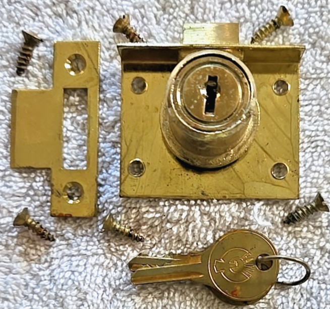 Vintage EAGLE LOCK Co. Desk Drawer Lock  #0771 Brass W/2 Keys NOS