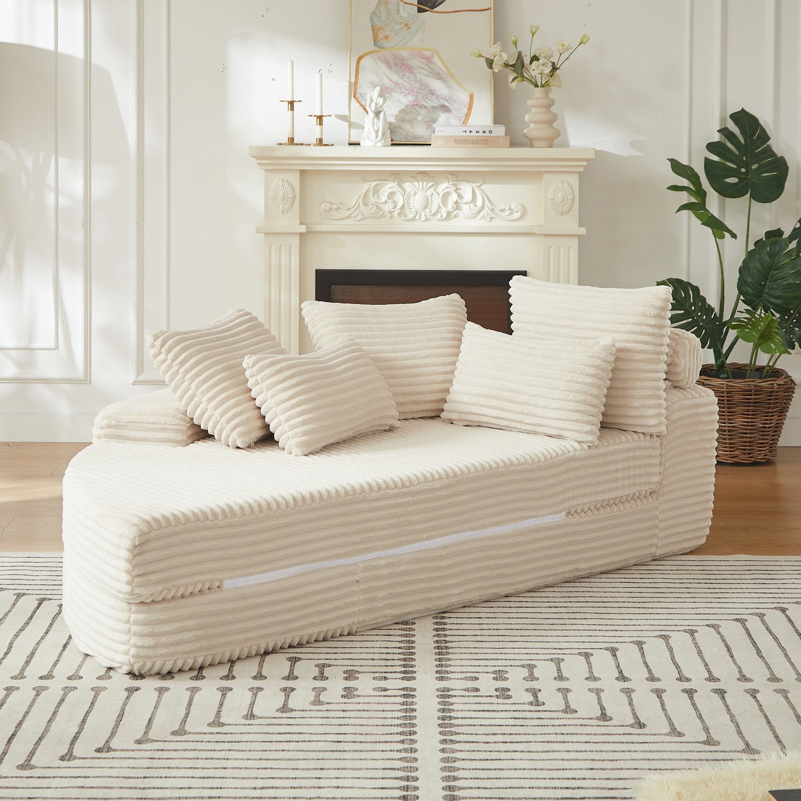 78.5-Inch Corduroy Semi-Circular 2-in-1 Sofa Bed, Designer Recliner with Ne