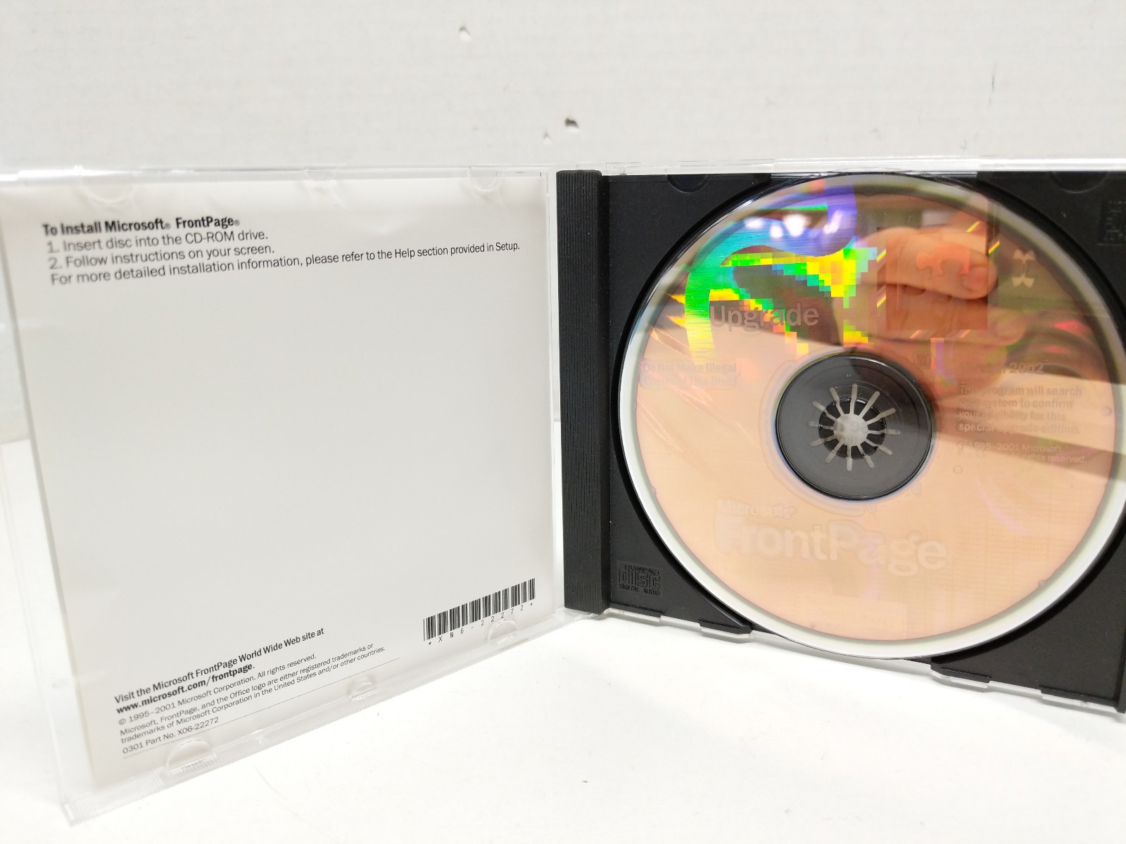 Microsoft Front Page 2002 CD-ROM Software w/ Key. For Windows Web Site Creation
