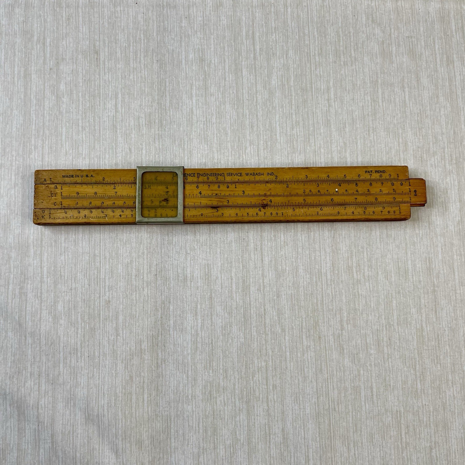 Lawrence Engineering Service Wooden Slide Rule - Made in USA