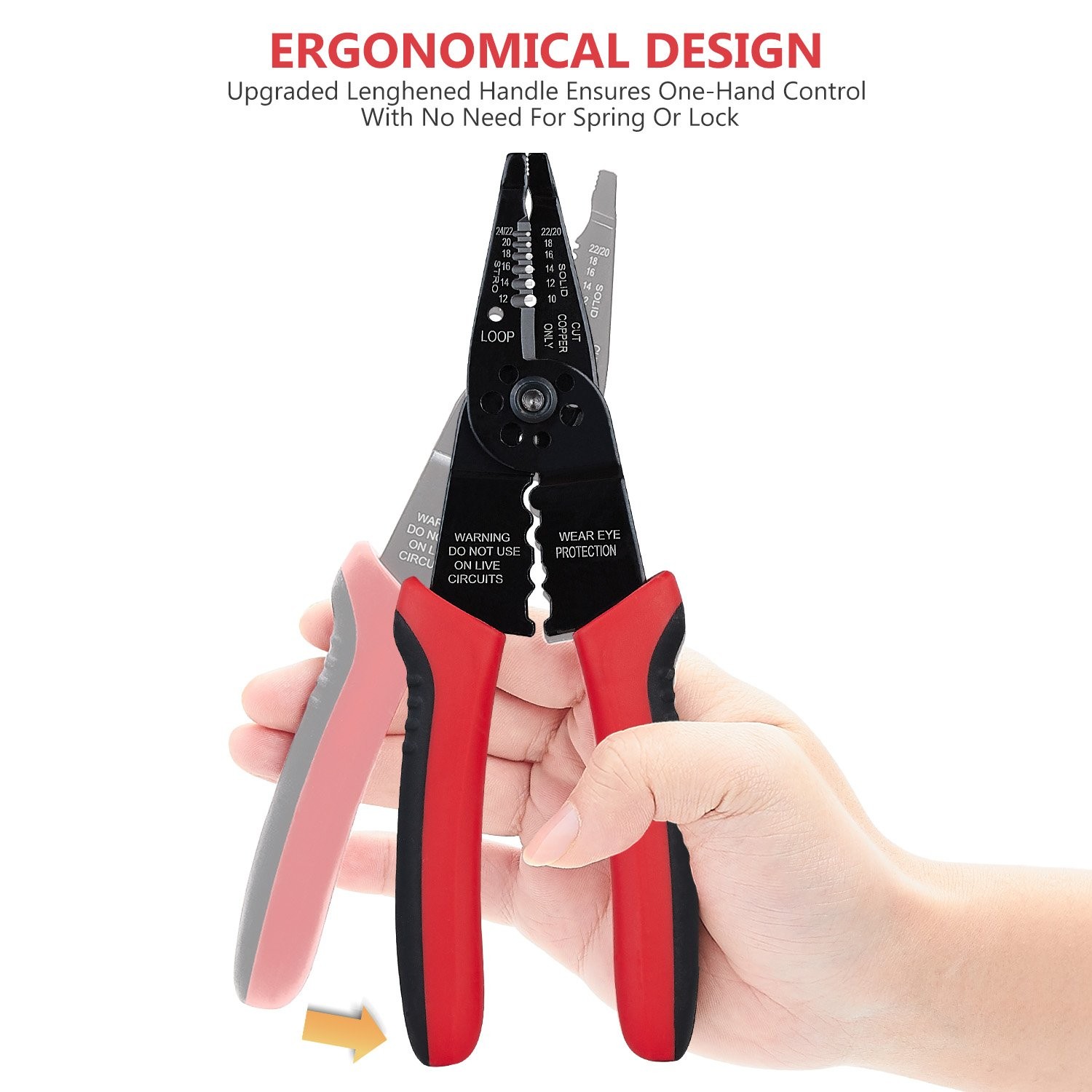 WGGE WG-015 Professional 8-inch Wire Stripper/Crimping Tool, Cable Cutter/Cri...