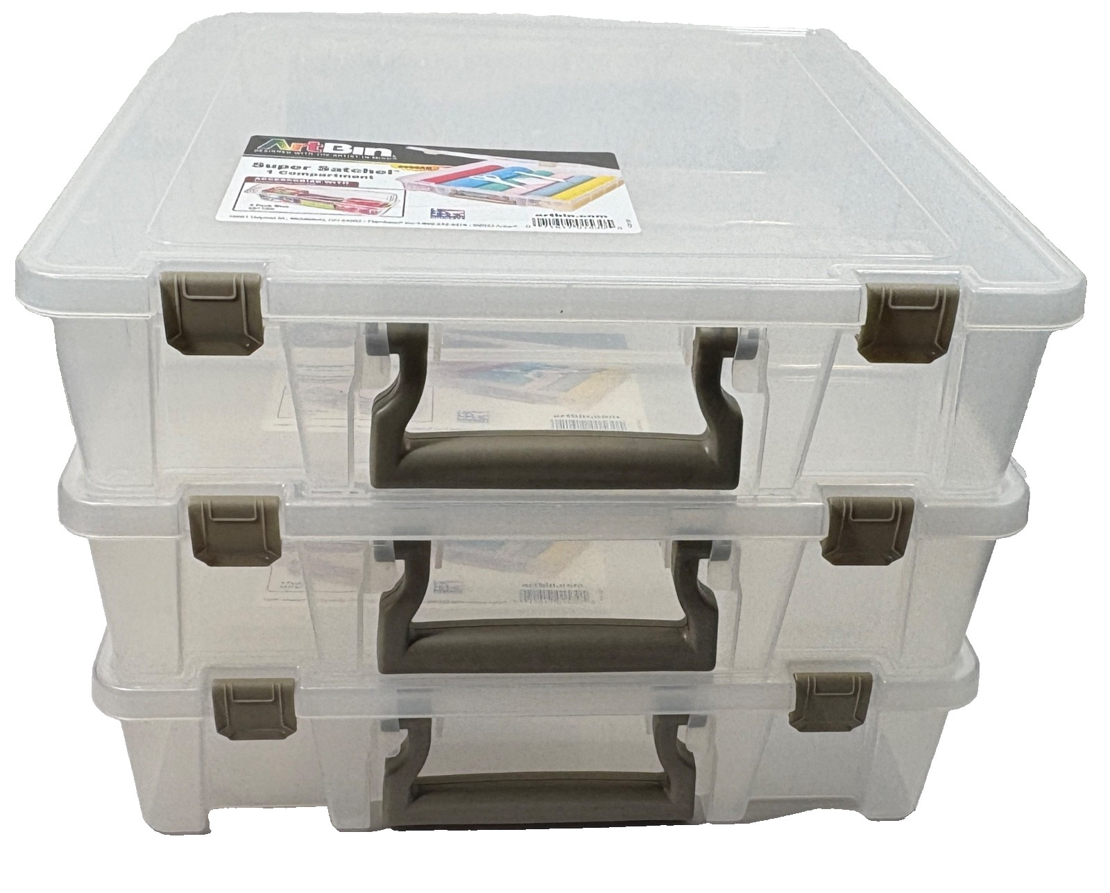 Set of 3 Single Super Satchel 1 Compartment Translcnt By ArtBin#1  15.25X14X3.5"