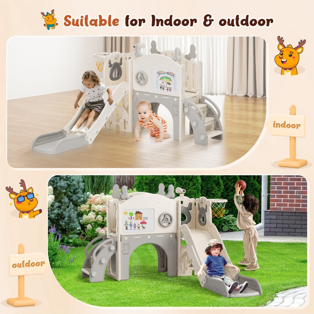 Kids Slide and Drawing Set,10in1 Toddler Slide Climber Indoor Outdoor Playground